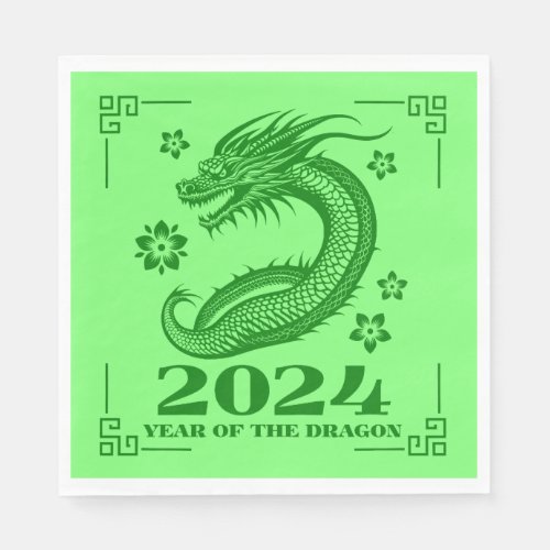 Year of the Dragon 2024 Chinese New Year in Green Napkins