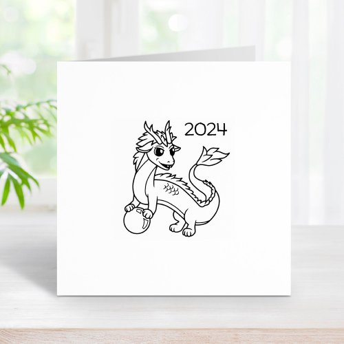 Year of the Dragon 2024 Chinese Zodiac 1x1 Rubber Stamp