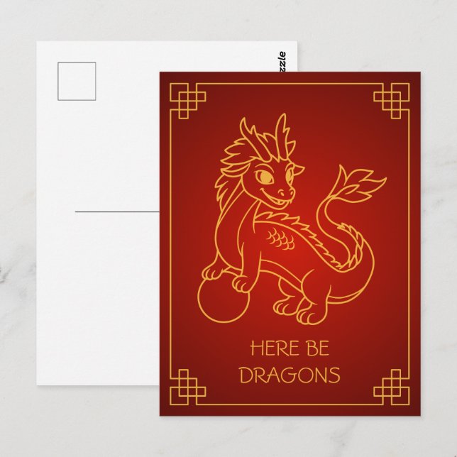 Year of the Dragon 2024 Chinese Zodiac Postcard (Front/Back)