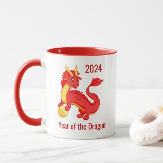 Year of the Dragon 2024 Chinese Zodiac Red