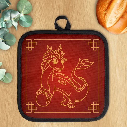 Year of the Dragon 2024 Chinese Zodiac Red Pot Holder