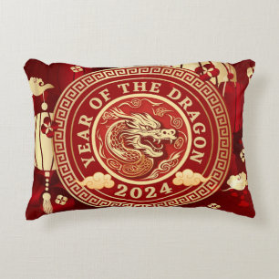 Year of the Dragon 2024 Chinese Zodiac Sign Accent Pillow
