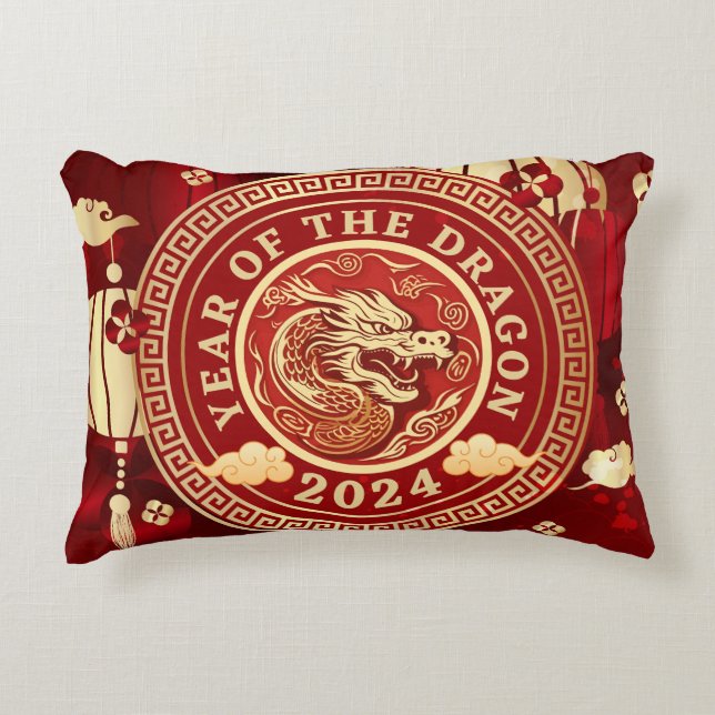 Year of the Dragon 2024 | Chinese Zodiac Sign Accent Pillow (Front)