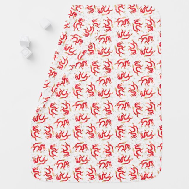 Year of the Dragon 2024 double side print Baby Blanket (In Situ)