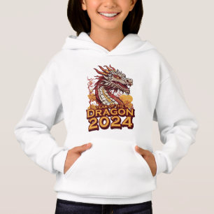 Year of the dragon 2024 girl's white Hoody, Dragon Hoodie