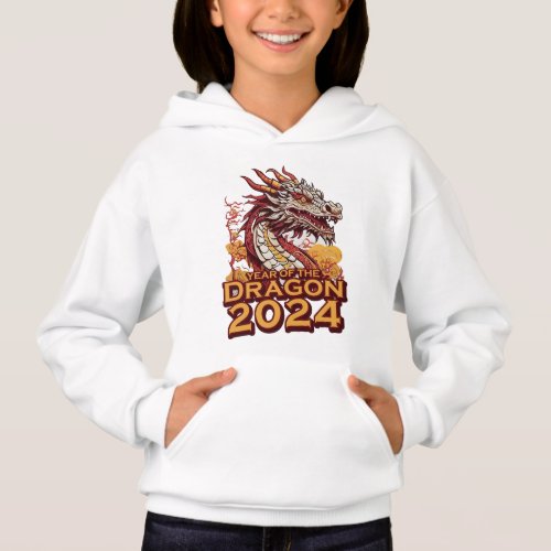 Year of the dragon 2024 girls white Hoody Dragon Hoodie