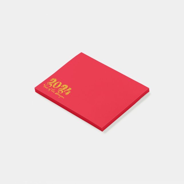Year Of The Dragon 2024 Gold Post-it Notes (Angled)