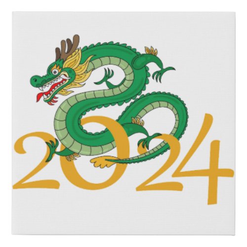 year of the dragon 2024 happy chinesse new year 2 faux canvas print