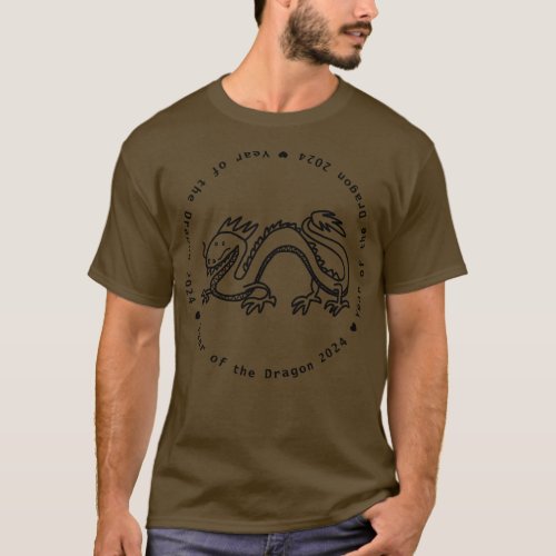 Year of the Dragon 2024 in Black T_Shirt