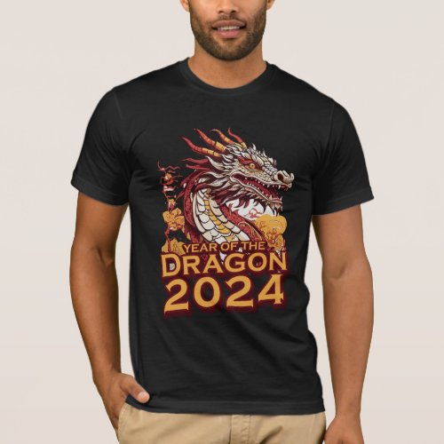Year of the dragon 2024 Mens black Shirt Dragon T_Shirt