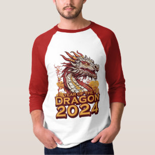Year of the dragon 2024 Men's raglan Shirt, Dragon T-Shirt