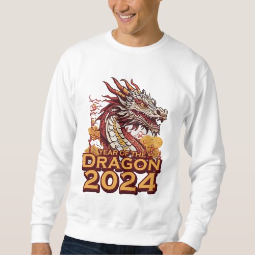 Year of the dragon 2024 Mens white  Sweatshirt