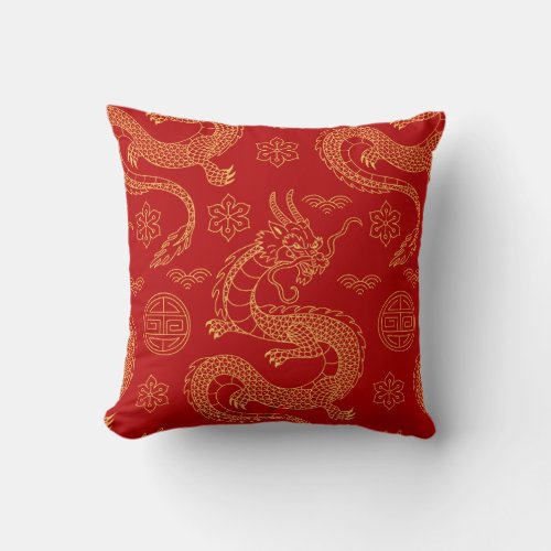 Year of The Dragon 2024 Pattern Chinese Zodia Throw Pillow