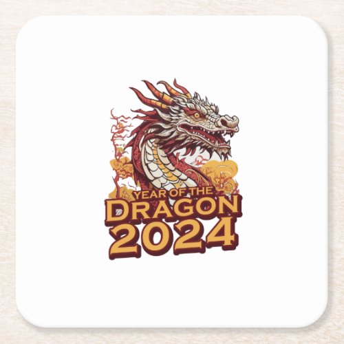 Year of the dragon 2024 square paper coaster