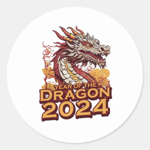 Year of the dragon 2024 Sticker Dragon 2024  Classic Round Sticker
