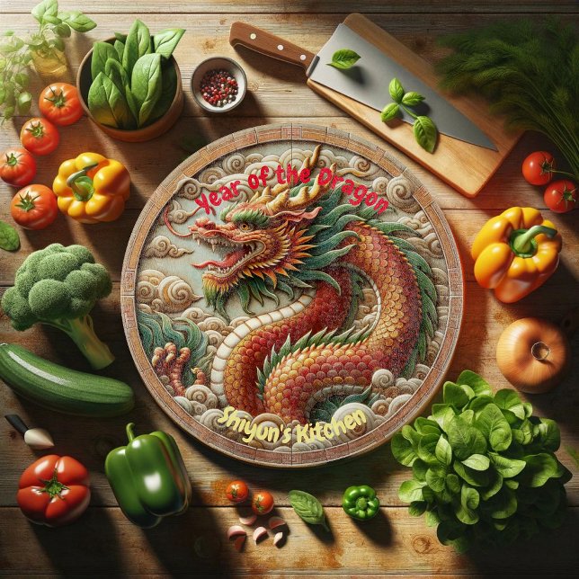 'Year of the Dragon 2024' Traditional Ceramic Tile Cutting Board (Creator Uploaded)