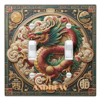 Year of the Dragon 2024 Traditional Ceramic Tile Light Switch Cover