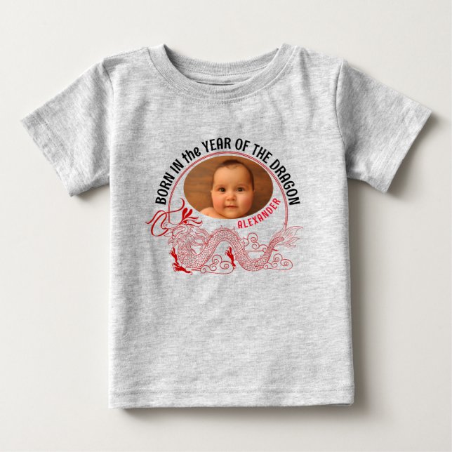 Year Of The Dragon Baby foto with name T-Shirt (Front)