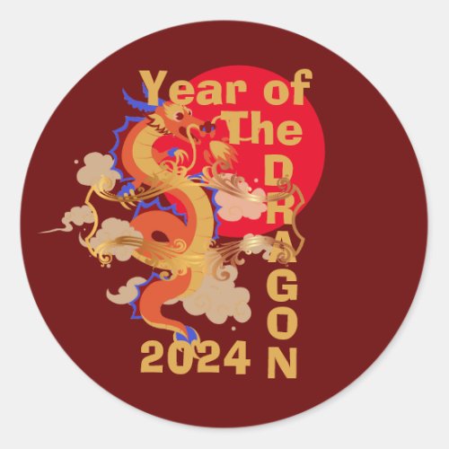 Year of the dragon Chinese new year 2024 Classic Round Sticker