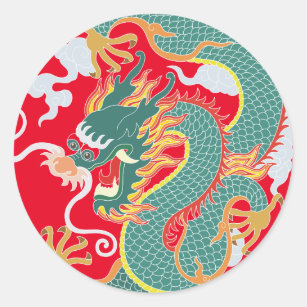 Lucleag Chinese New Year Stickers, Round 2024 Chinese Lunar New Year Stickers for Kids, Year of The Dragon Sticker for Spring Festival Party