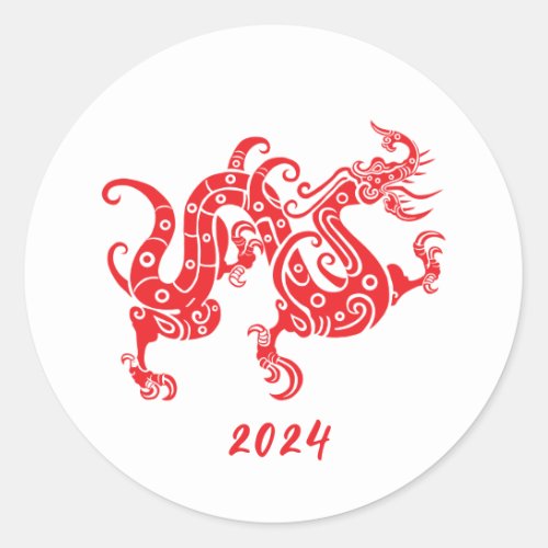 Year of the Dragon Chinese New Year Classic Round Sticker