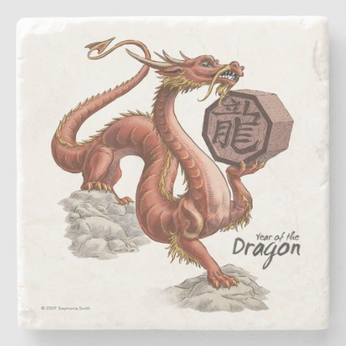 Year of the Dragon Chinese Zodiac Animal Art Stone Coaster