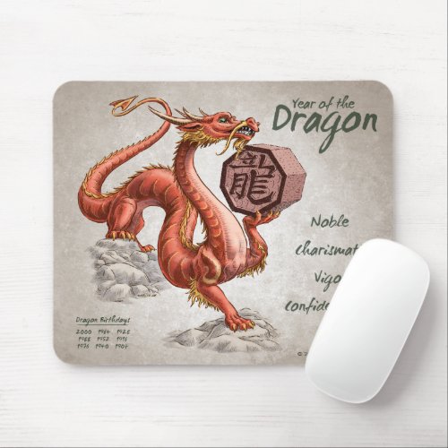 Year of the Dragon Chinese Zodiac Art Mouse Pad