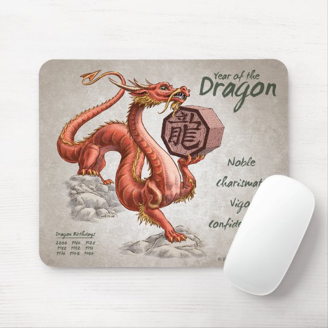 Year of the Dragon Chinese Zodiac Art Mouse Pad (With Mouse)