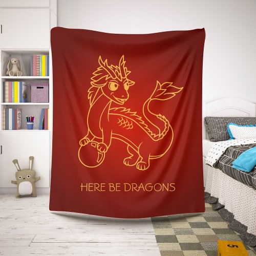 Year of the Dragon Chinese Zodiac Red Sherpa Blanket