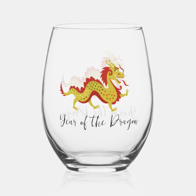 Year of the Dragon Design Stemless Wine Glass