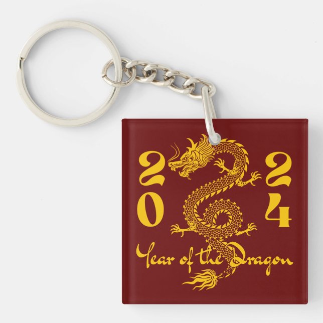 Year of the Dragon Gold Keychain (Front)