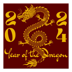 Year of the Dragon Gold Poster