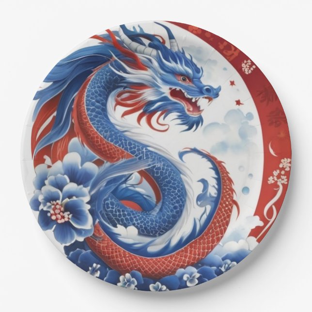 Year of the DRAGON Party Paper Plates! Plates (Front)