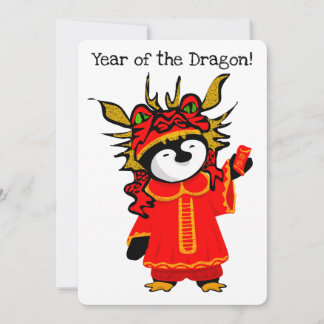 Year of the Dragon Penguin Holiday Card