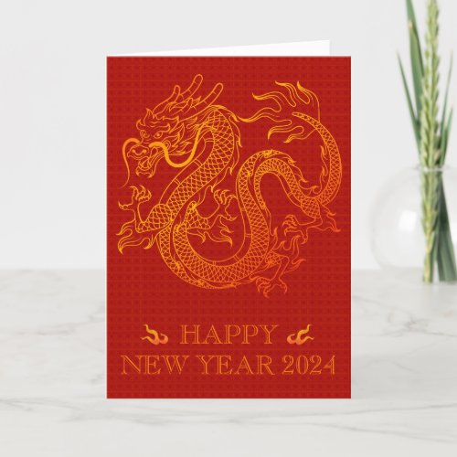 Year Of The Dragon Red Chinese New Year 2024 Holiday Card