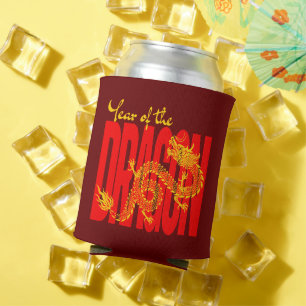 Year of the Dragon Red Gold Can Cooler