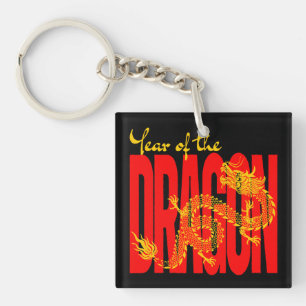 Year of the Dragon Red Gold Keychain