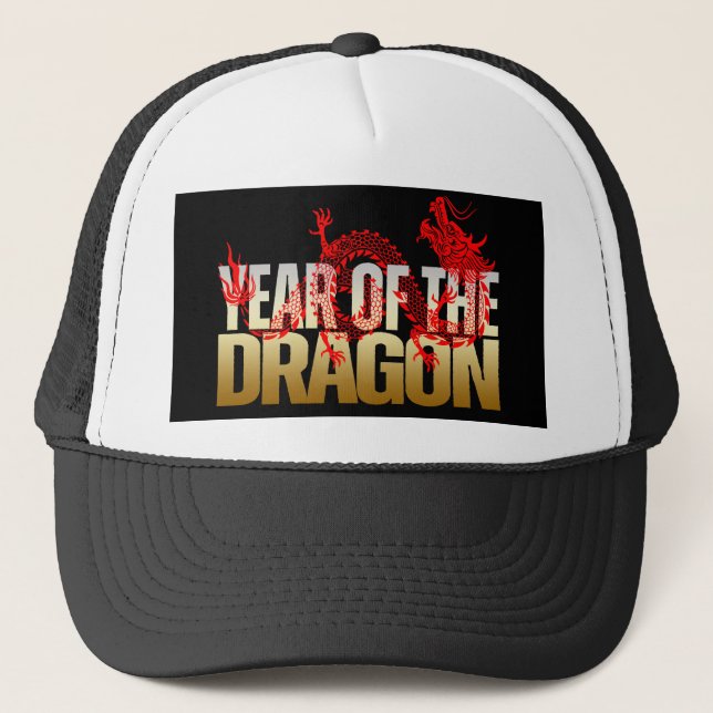 YEAR OF THE DRAGON RED GOLD TRUCKER HAT (Front)