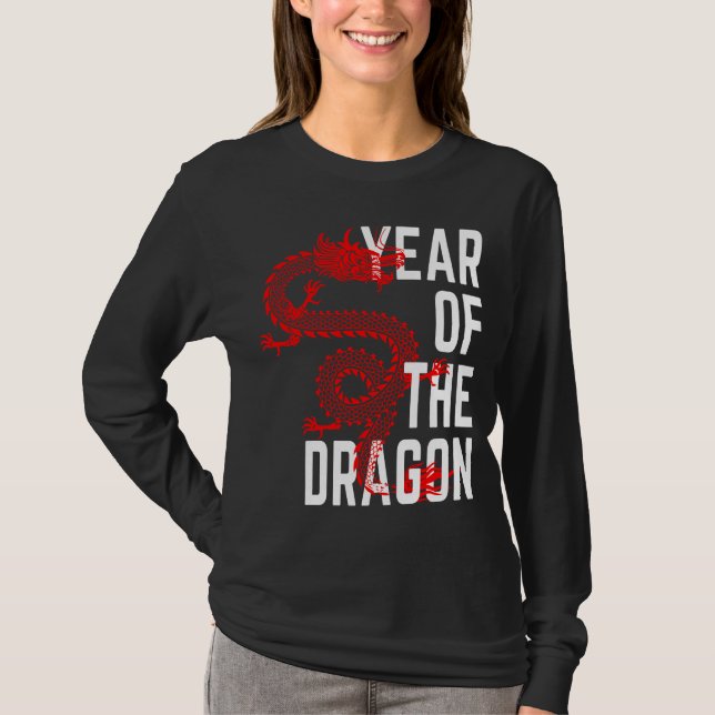 Year of the Dragon red white T-Shirt (Front)