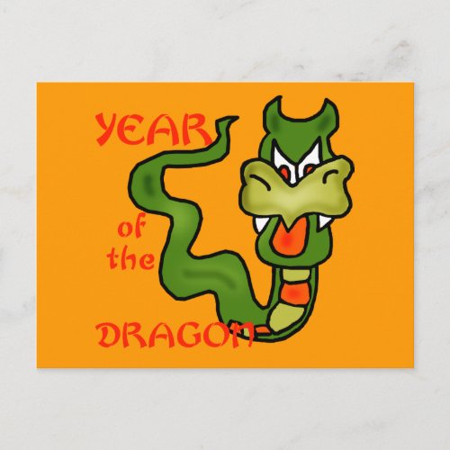 Year of the Dragon with Cartoon Dragon Holiday Postcard