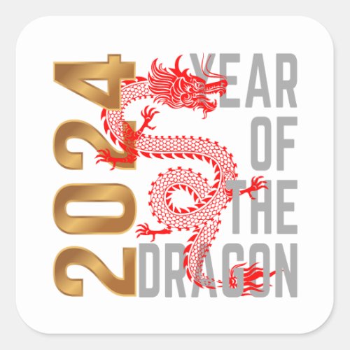 Year of the Dragon Year 2024 Chinese zodiac Square Sticker