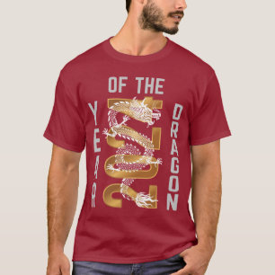 Year of the Dragon Year 2024 White Gray Gold T-Shirt