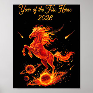Year of the fire horse 2026 chinese new year lunar poster