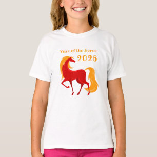 Year of the Fire Horse 2026 Chinese Zodiac Girl's T-Shirt