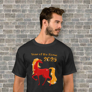 Year of the Fire Horse 2026 Chinese Zodiac Men's T-Shirt