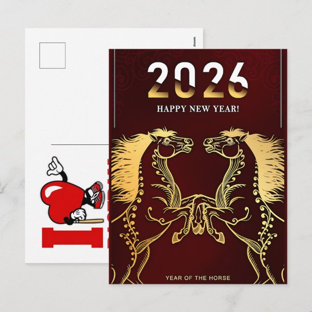 Year Of The Fire Horse 2026  Holiday Postcard (Front/Back)