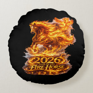 Year of the Fire Horse 2026 Round Pillow