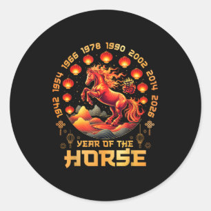 Year Of The Fire Horse Chinese New Year 2026 Decor Classic Round Sticker