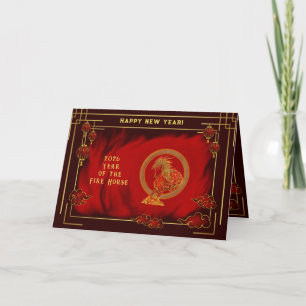 Year of the Fire Horse , Happy Lunar New Year Note Card