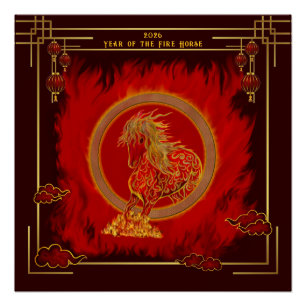 Year of the Fire Horse , Happy Lunar New Year Poster